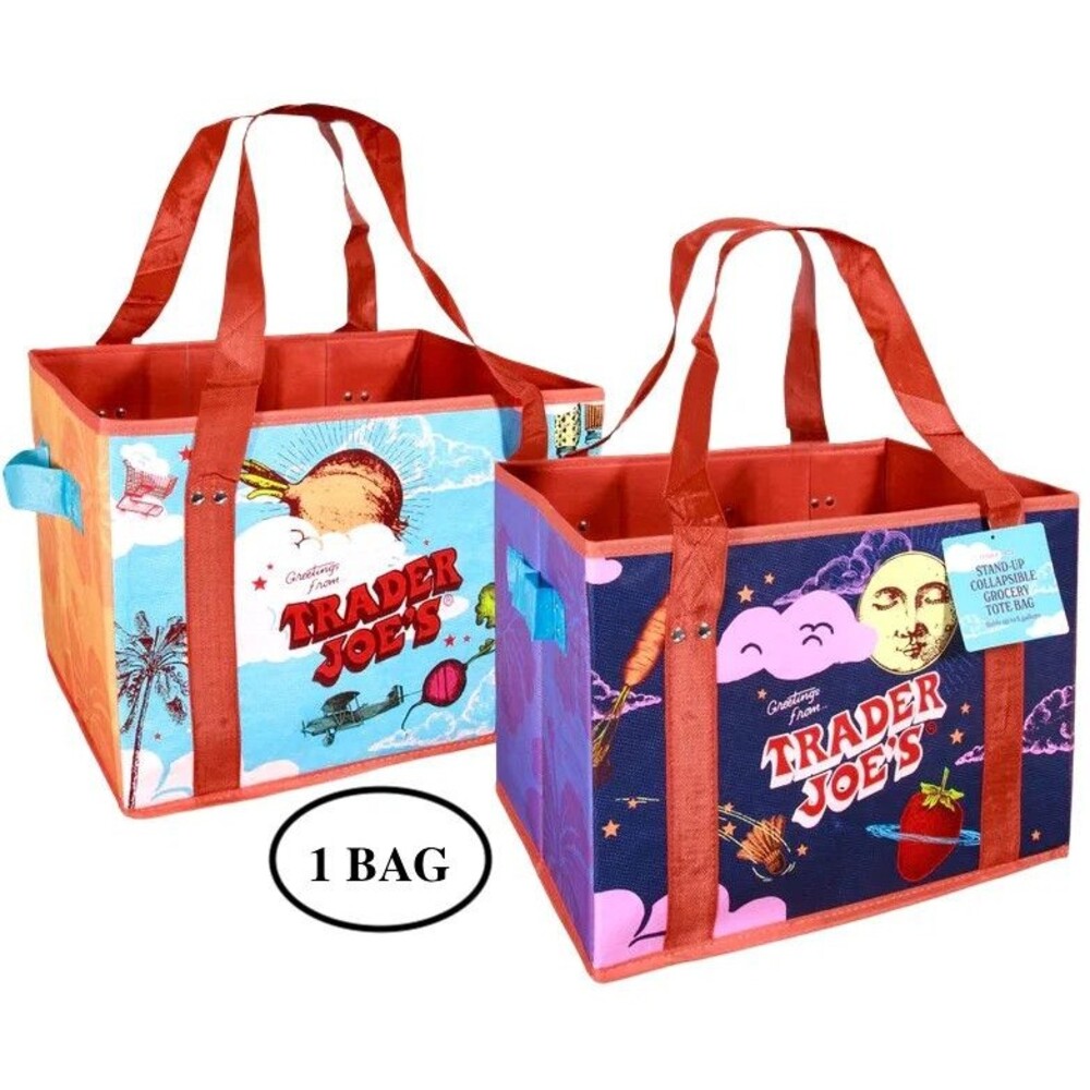 Trader Joe’s Stand-Up Collapsable Grocery Tote Bag Food Box Car Storage NWT!